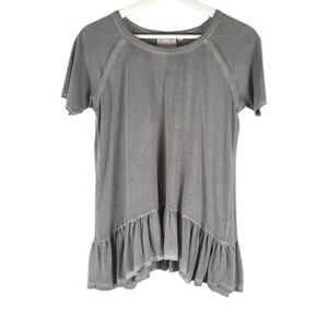Vintage Soft Dantelle Turkish Ruffle Hem Top, Soft Gray  Size S